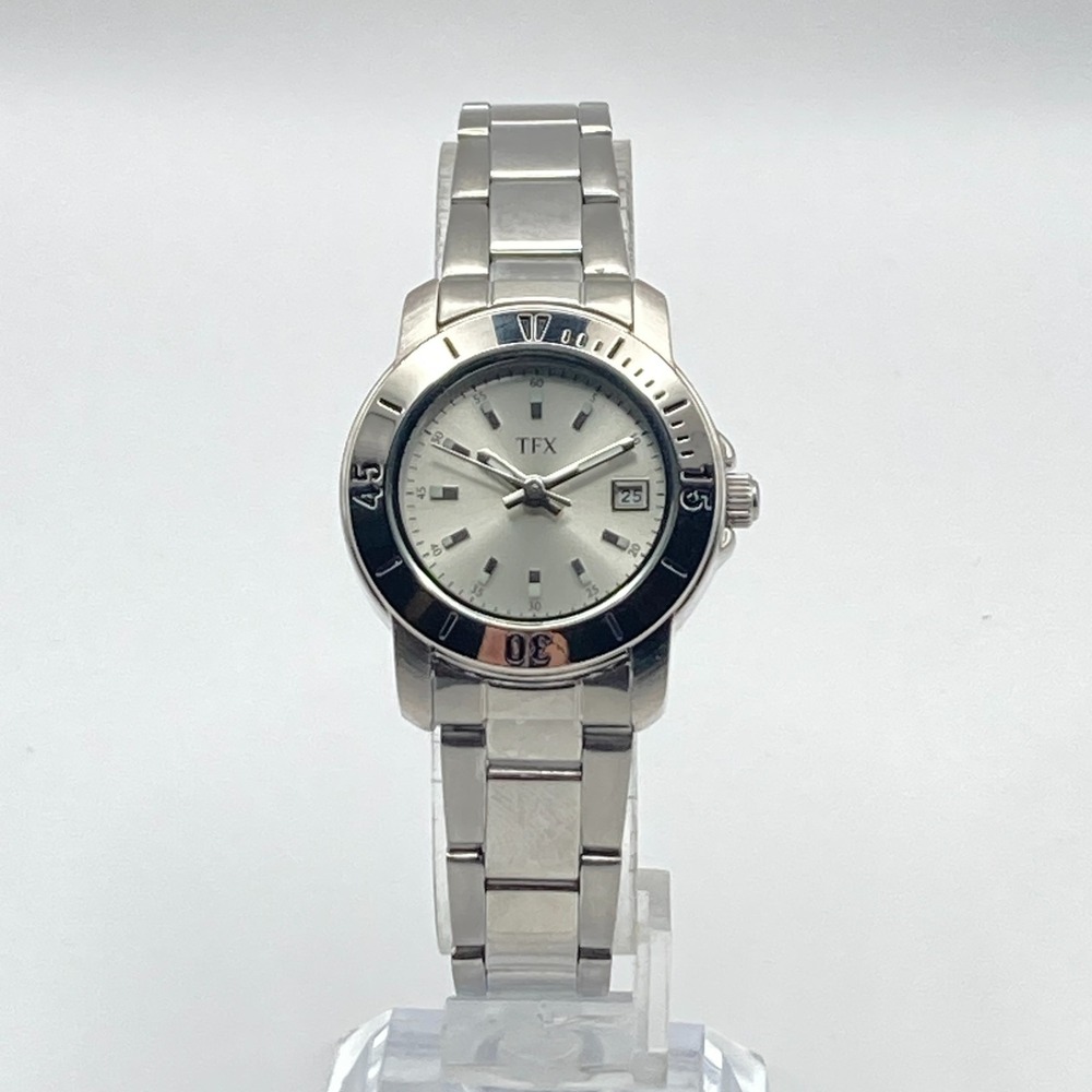 TFX Bulova Women's Watch 28mm Silver Tone Date WR Brushed New Battery 7.25" - Picture 2 of 15